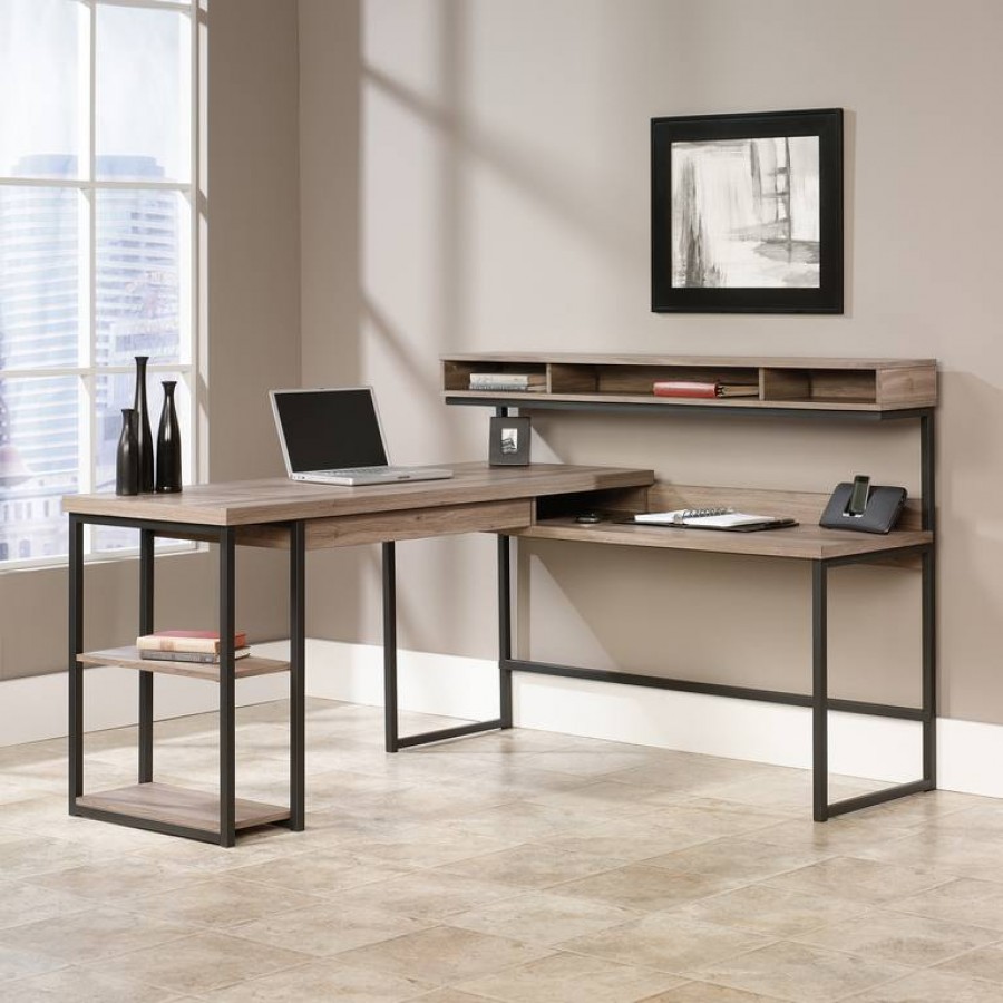 Streamline Salt Oak L-Shaped Home Office Desk